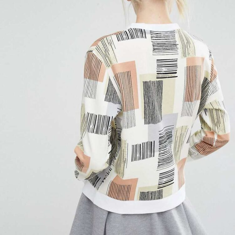 Geometric Pattern Long-Sleeve Top – “Block Theory”