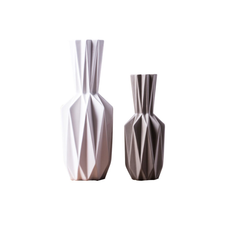 Tall White Geometric Vase